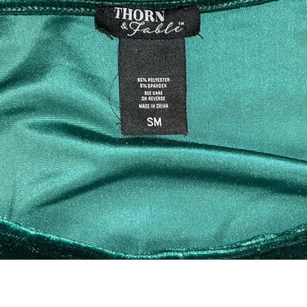 Womens Long Sleeve Lace Up Corset Top Size S Velvet Romantic‎ Goth Fairy Forest - Picture 13 of 13